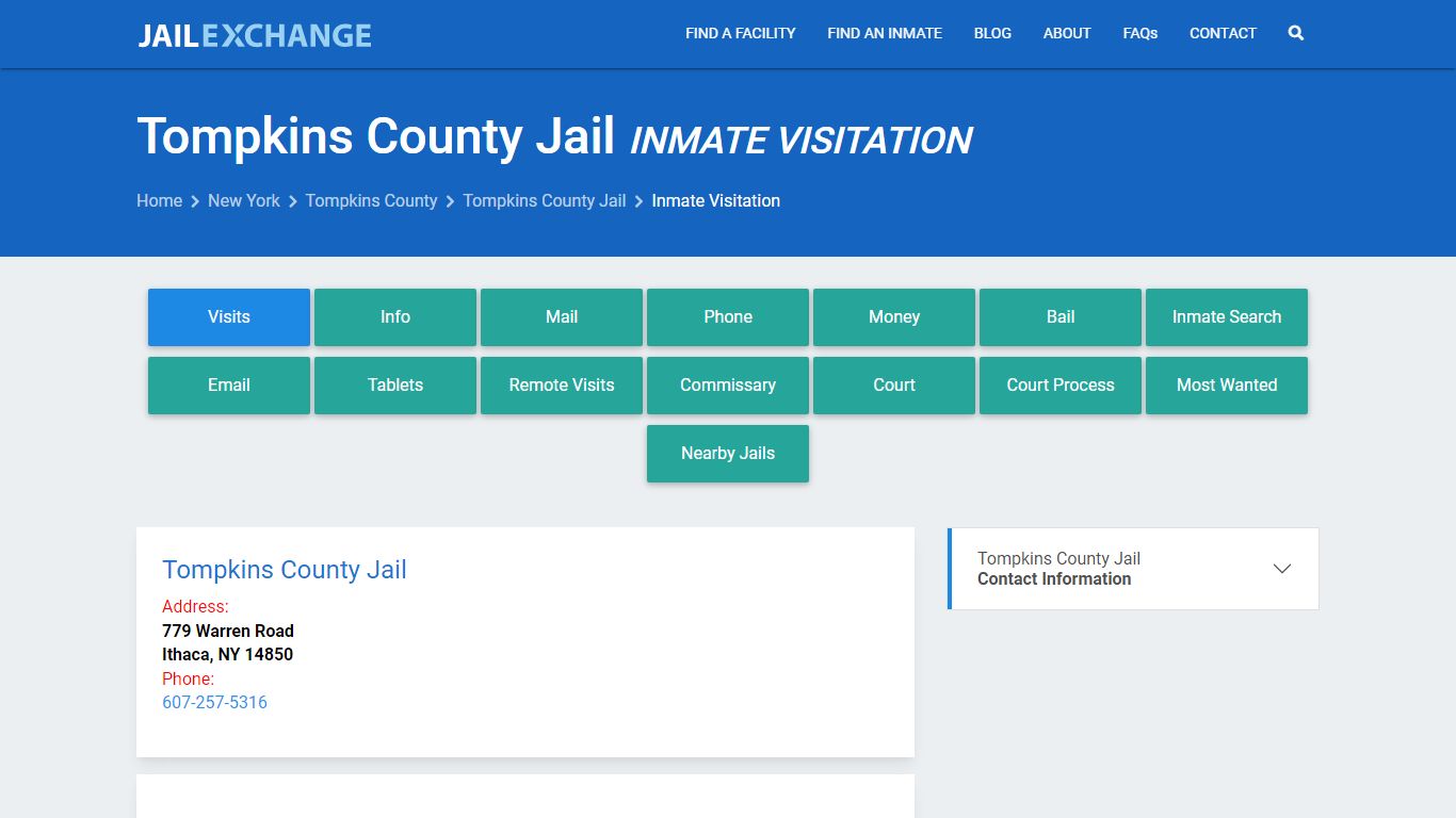 Inmate Visitation - Tompkins County Jail, NY - Jail Exchange